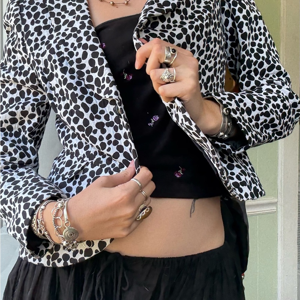 Kasper Black and White Polka Dot Blazer
